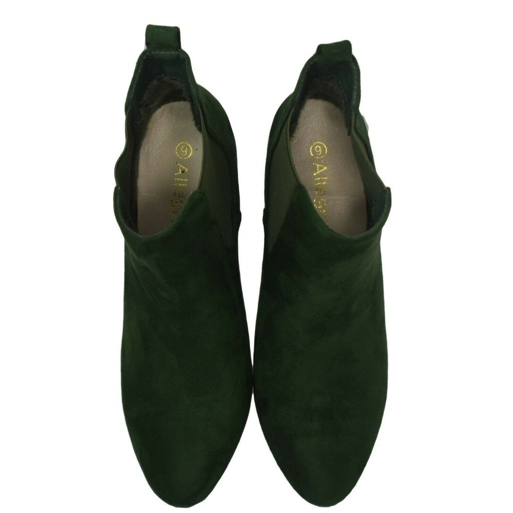 Womens 9 Faux Suede Ankle Boots Chunky Block Heel - Picture 7 of 10